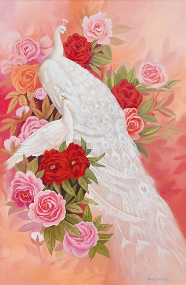 Love and white peacock – 60 x 90 cm Art Gallery