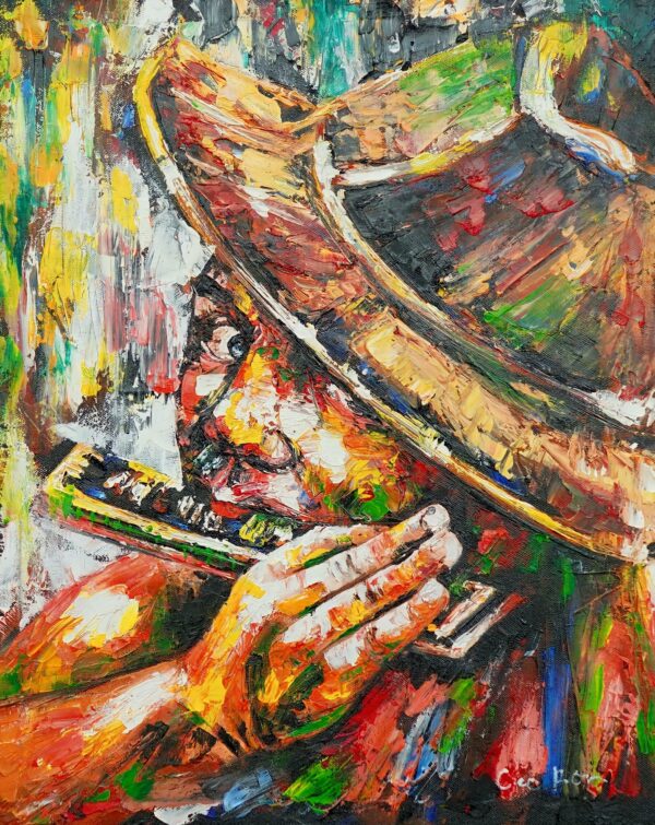 Man playing the harmonica – 40 X 50 cm Art Gallery