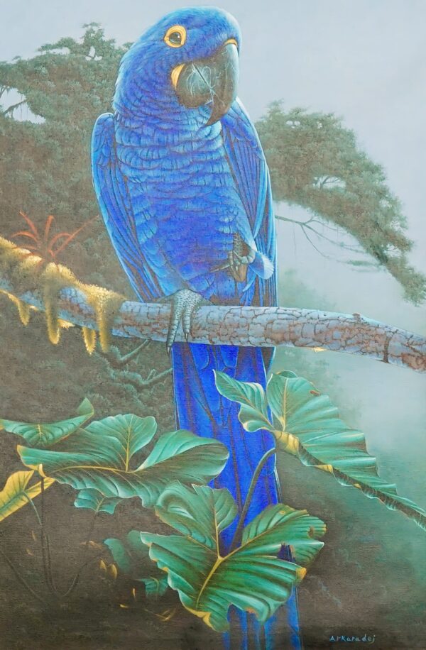 Blue Parrot in the Jungle – 60 x 90 cm Art Gallery